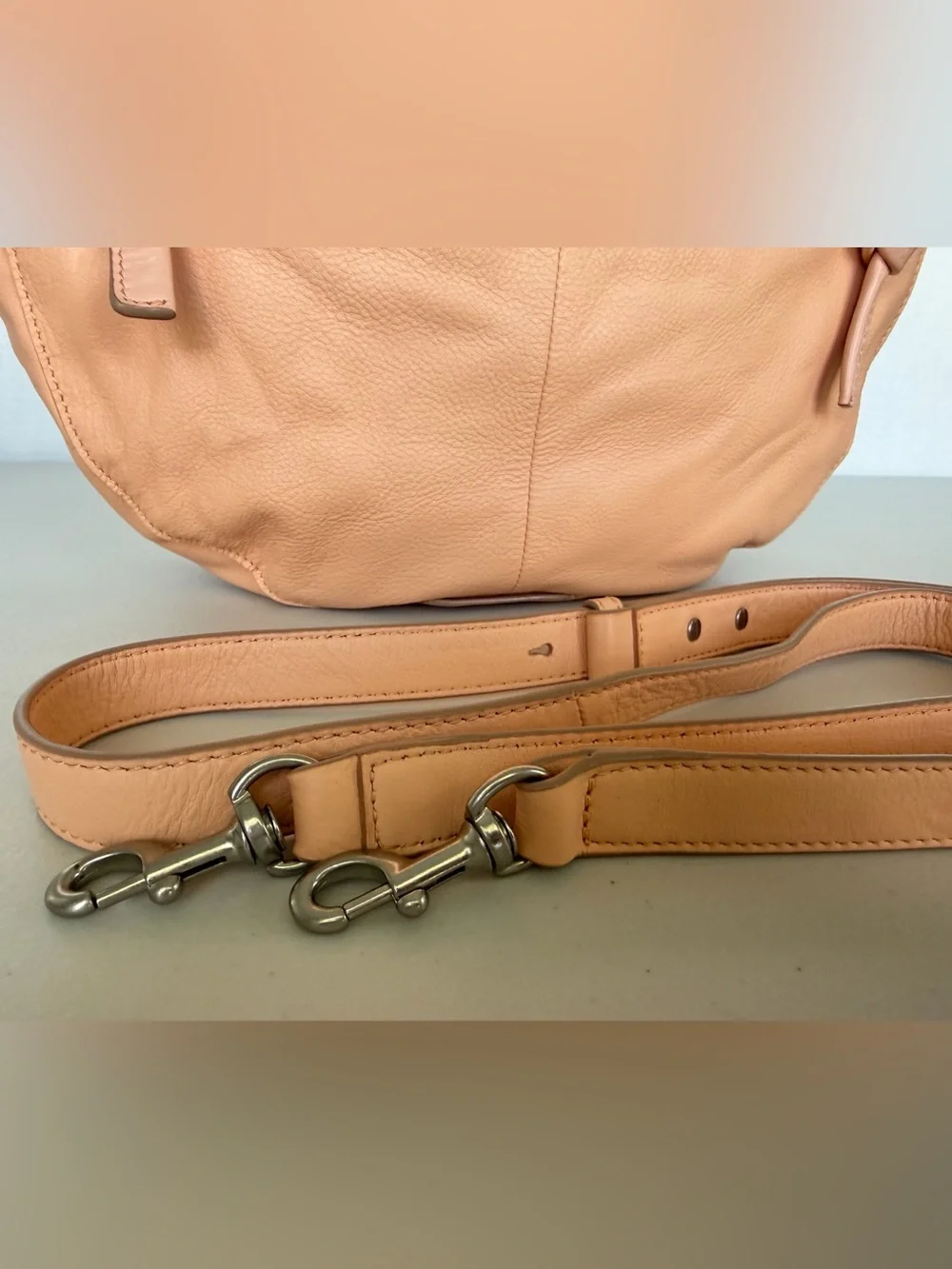 Lucky Brand Genuine Leather Peach Hobo Shoulder Crossbody Bag